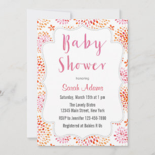 Pink Floral Watercolor Baby Shower Invitation