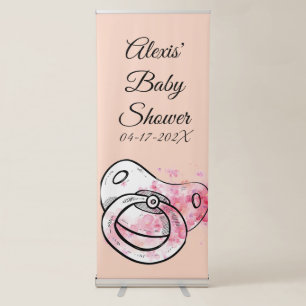 Pink Floral Watercolor- Baby Shower Invitation Retractable Banner