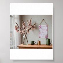 Pink Floral Watercolor Believe in Your Magic Wall 