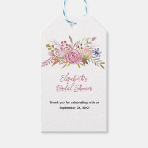 Pink Floral Watercolor Botanical Bridal Shower  Gift Tags