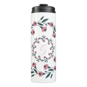 Pink Floral Watercolor Botanical Thermal Tumbler