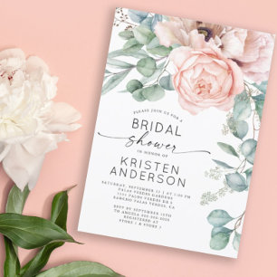 Pink Floral Watercolor Bridal Shower Invitation