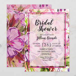 Pink Floral Watercolor Bridal Shower Invites
