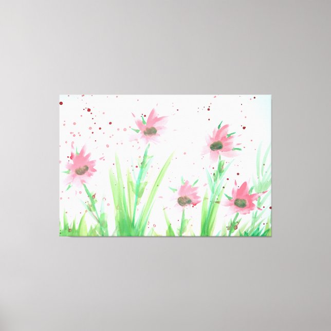 Pink Floral Watercolor Canvas Print (Front)
