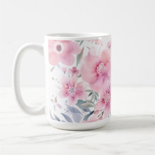 Pink Floral Watercolor  Coffee Mug