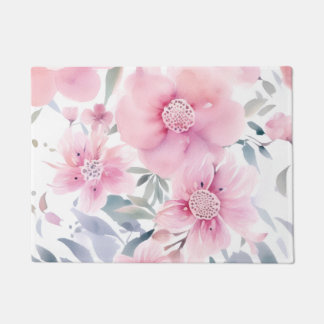 Pink Floral Watercolor  Doormat