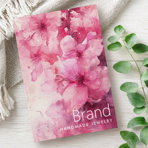 Pink floral watercolor flower earring card