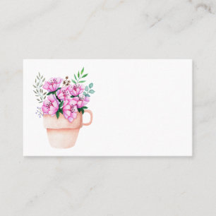 Pink Floral Watercolor Flower Spring Party Wedding Place Card