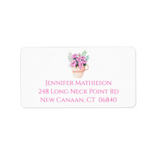 Pink Floral Watercolor Flower Spring Shabby Chic Label