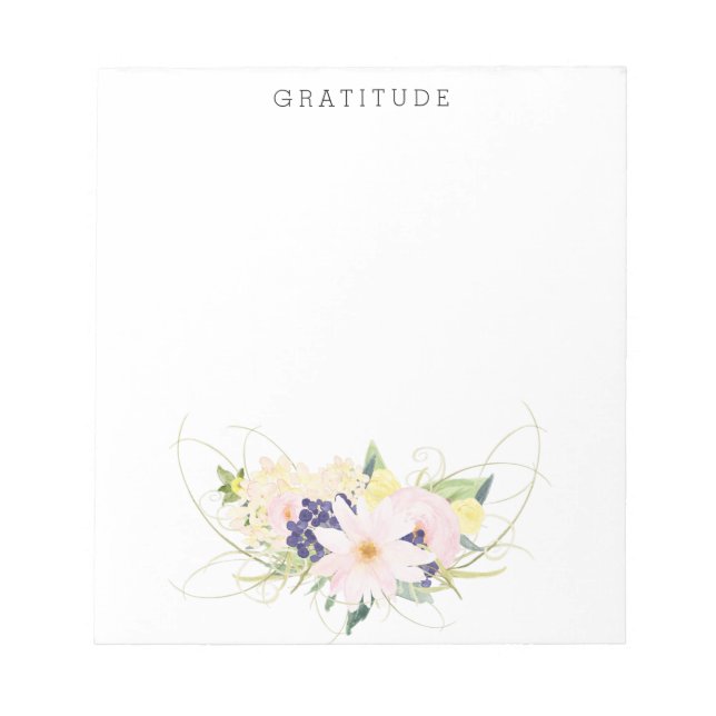 Pink Floral Watercolor Gratitude Notepad (Front)