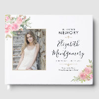 Pink Floral Watercolor Memorial Service Funeral