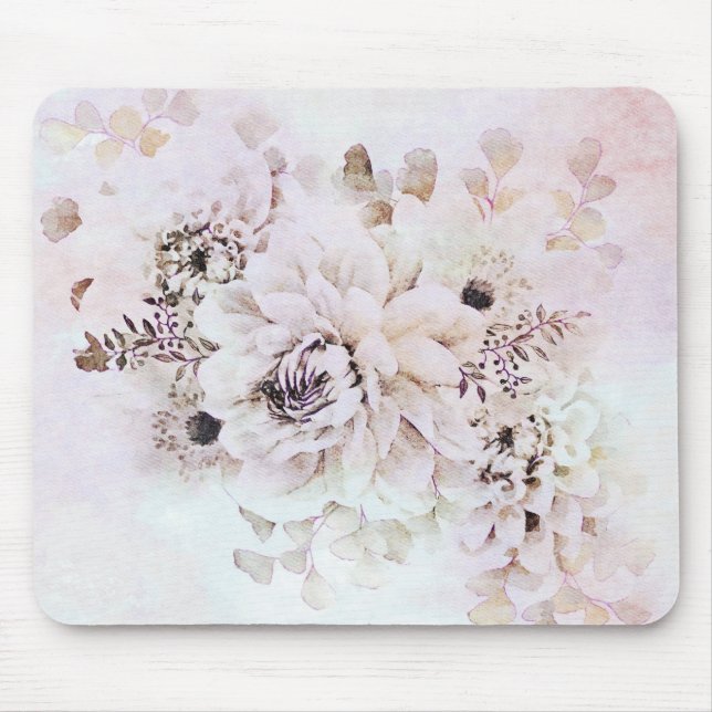 Pink Floral Watercolor Mouse Mat (Front)
