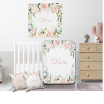 Pink Floral Watercolor Name Baby Girl Cushion<br><div class="desc">Pretty pink floral watercolor blanket for the sweet baby girl in your life.  Perfect baby shower gift for the new baby girl.</div>