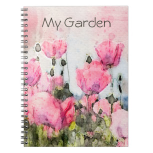 Pink Floral Watercolor Painting Notebook