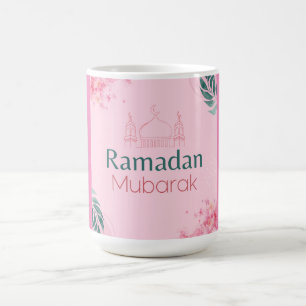 Pink Floral Watercolor Ramadan Mubarak Sticker  Coffee Mug