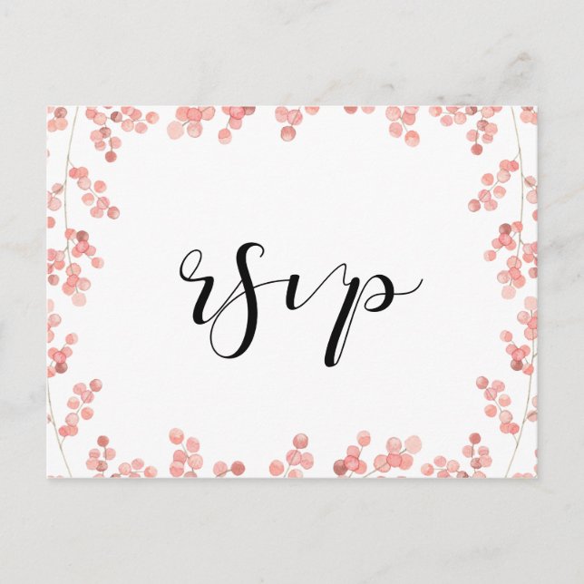 Pink floral watercolor RSVP Postcard (Front)