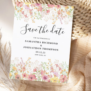 Pink Floral Watercolor Save The Date Announcement Postcard