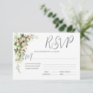 Pink Floral Watercolor Script  RSVP Card