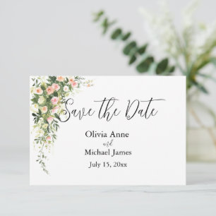 Pink Floral Watercolor Script Save The Date