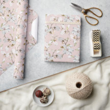 Pink Floral Watercolor Wrapping Paper