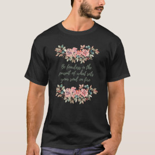 Pink floral watercolour art with quote retro T-Shirt