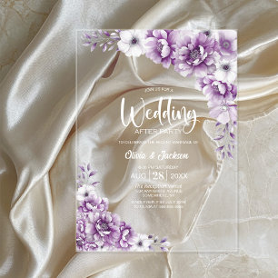 Pink Floral Wedding After Party Acrylic Invitations