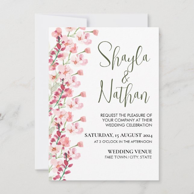 Pink Floral Wedding & Birthday Invitation (Front)