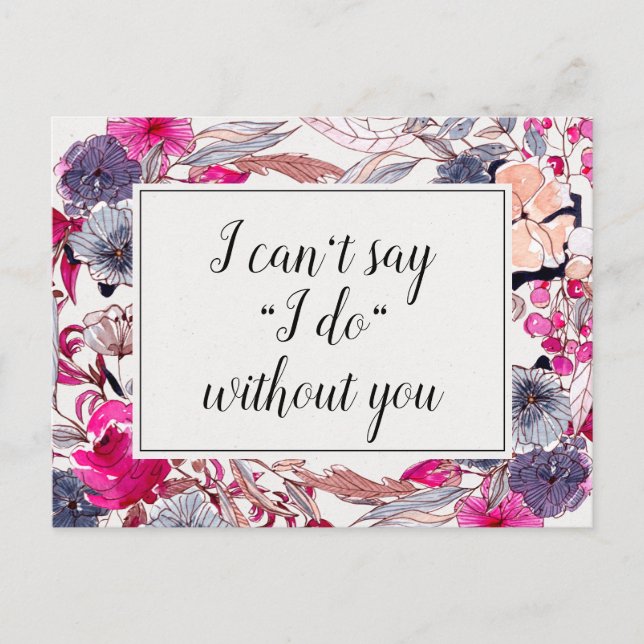 Pink Floral Wedding Bridesmaid Proposal Card (Front)