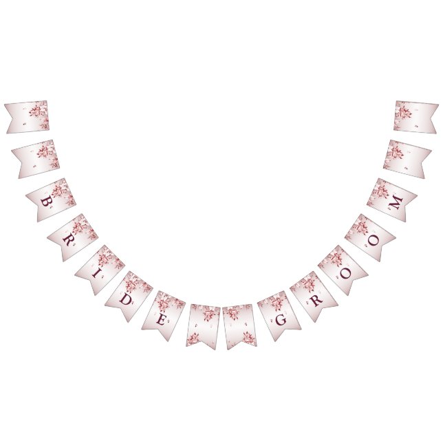 Pink Floral Wedding Bunting Flag (All)