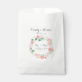 Pink Floral Wedding Candy Bar Treats Popcorn Favour Bags
