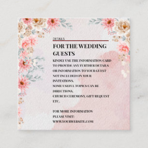 Pink Floral Wedding Detail enclosure card