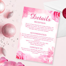 Pink Floral Wedding Details Enclosure Card