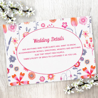 Pink Floral Wedding Details Enclosure Card