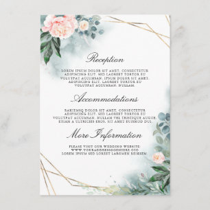 Pink Floral Wedding Details Information Guest Enclosure Card