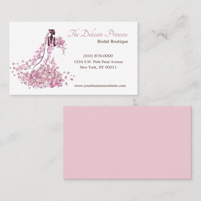 Pink Floral Wedding Dress Bridal Boutique Shop Business Card (Front/Back)