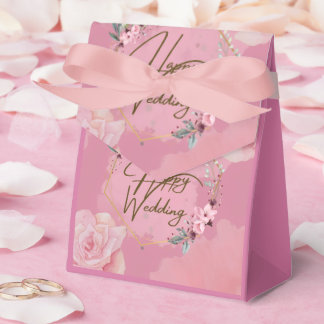 Pink Floral Wedding Favour Box