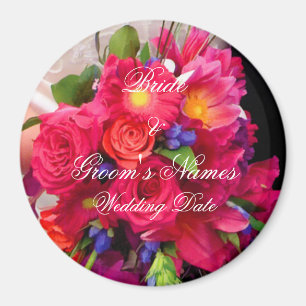 Pink Floral Wedding Favour Magnet