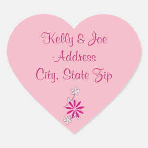 Pink Floral Wedding Flowers Return Address Sticker