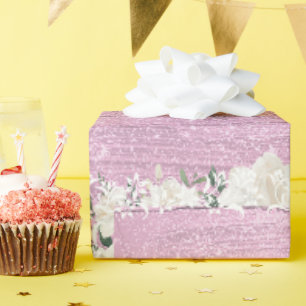 Pink floral wedding gift wrap paper