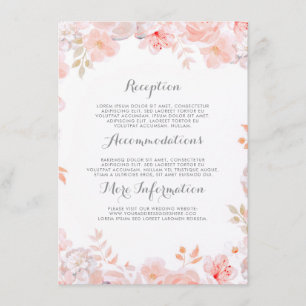 Pink Floral Wedding Information Guest Enclosure Card