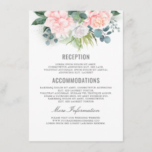 Pink Floral Wedding Information Guest Enclosure Card