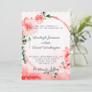 Pink floral wedding invitation