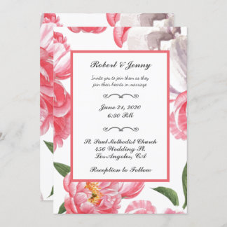 Pink Floral Wedding Invitation