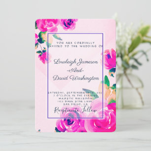 Pink floral  wedding invitation