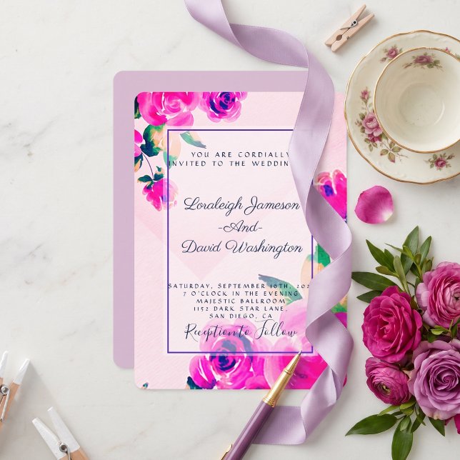 Pink floral  wedding invitation (Creator Uploaded)