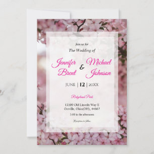 Pink floral wedding invitation