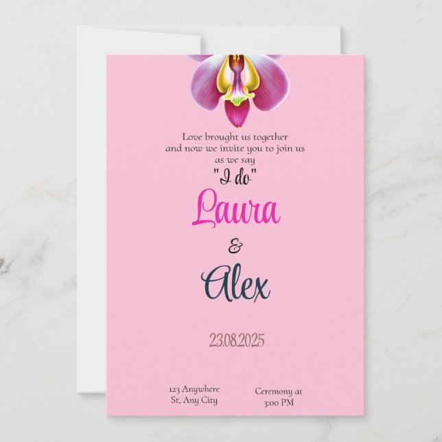 Pink Floral Wedding Invitation (Front)