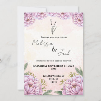 Pink Floral Wedding Invitation 