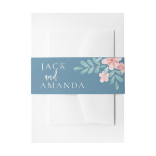 Pink Floral Wedding Invitation Belly Bands Band