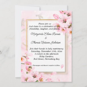 Pink Floral Wedding Invitation or announcement